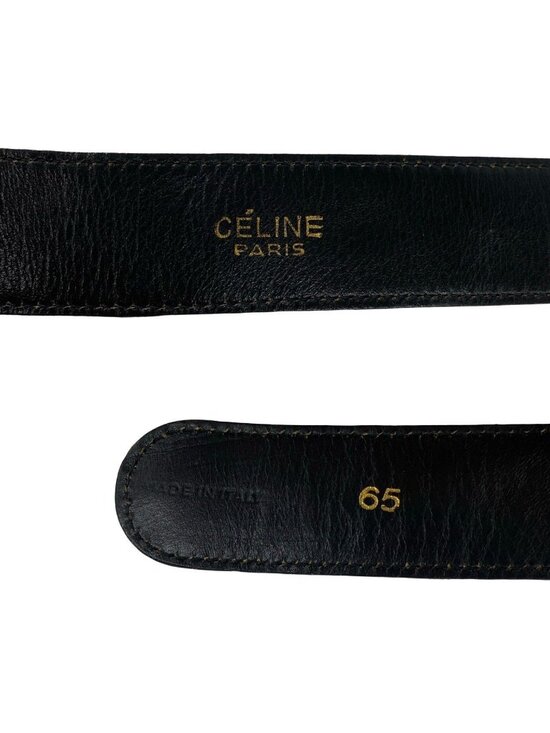 Celine Vintage Horse Carriage Logo Buckle Leather Belt Black main image 5